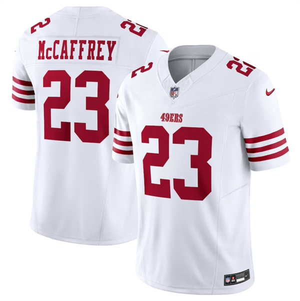 Youth San Francisco 49ers #23 Christian McCaffrey White 2023 F.U.S.E. Vapor Untouchable Limited Stitched Football Jersey